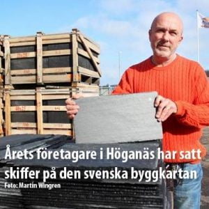 Tidningsartikel om Nordskiffer, Årets företagare i Höganäs har satt skiffer på den svenska byggkartan